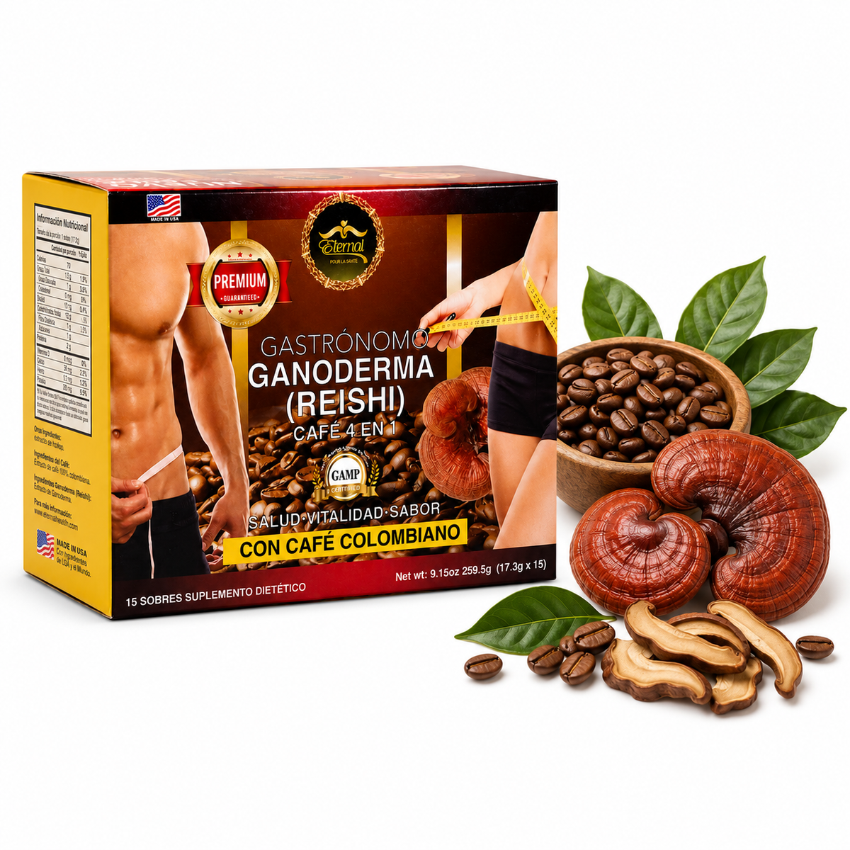 Eternal Spirt Beauty  5 Pack Combo  Ganoderma Reishi Colombian Coffee Flavor drink