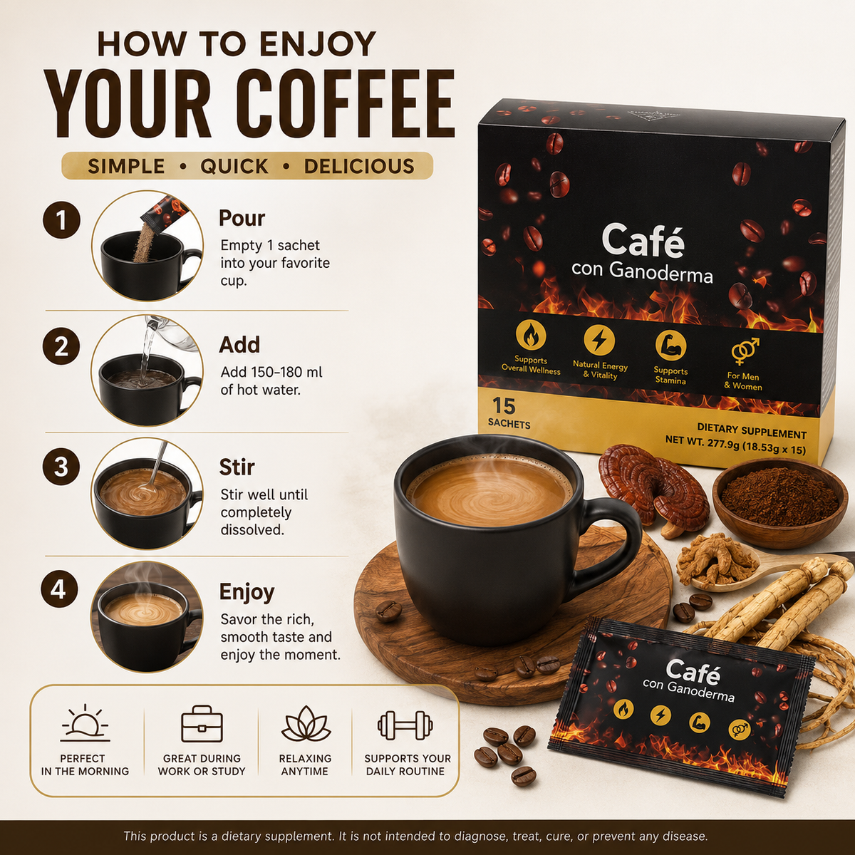 Eternal Spirt Beauty  ,Ganoderma Reishi  Coffee Flavor Beverege Drink