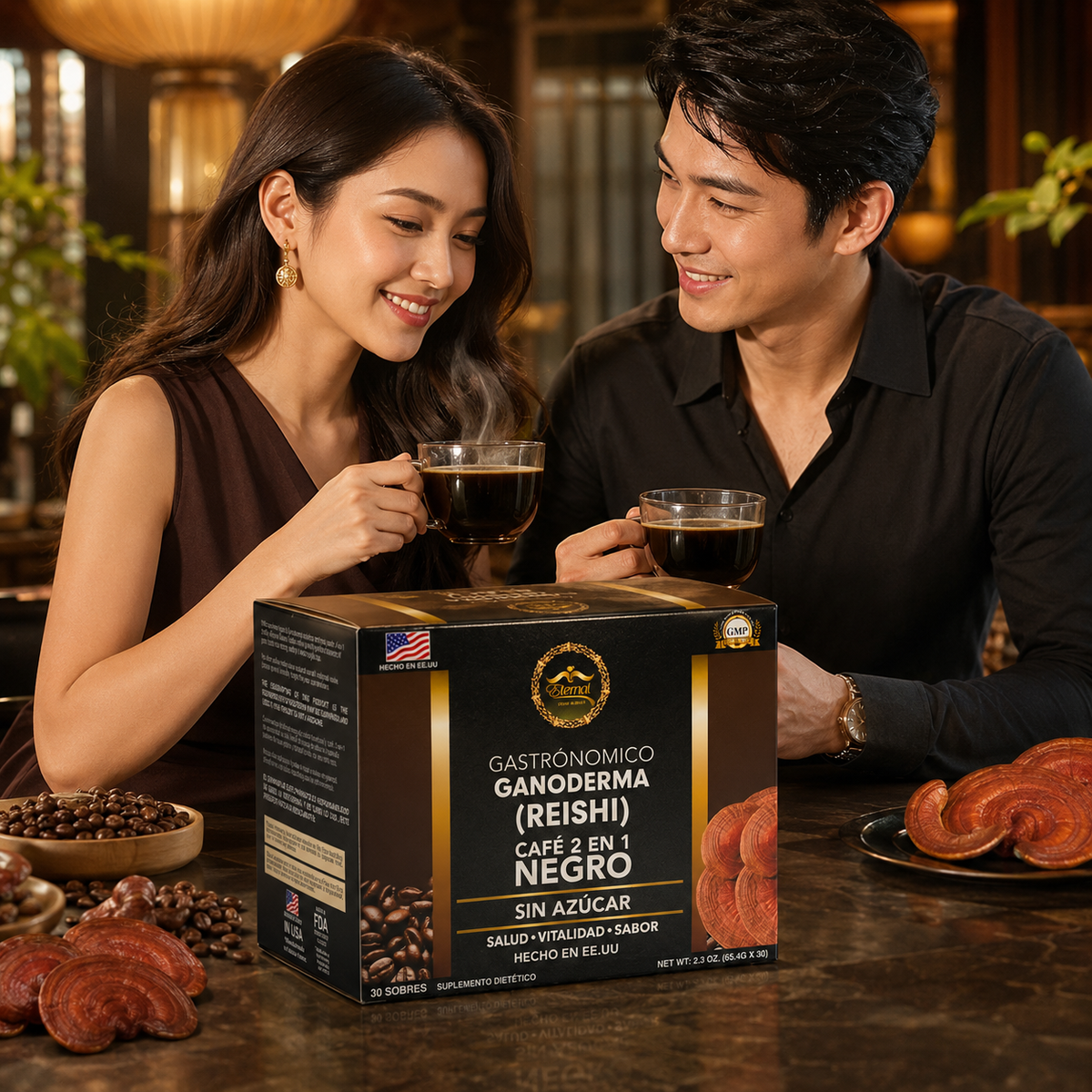 Eternal Spirt Beauty 3 Pack Combo Negro Pure 2 in 1 Ganoderma Reishi Colombian Coffee Flavor drink (Copy)