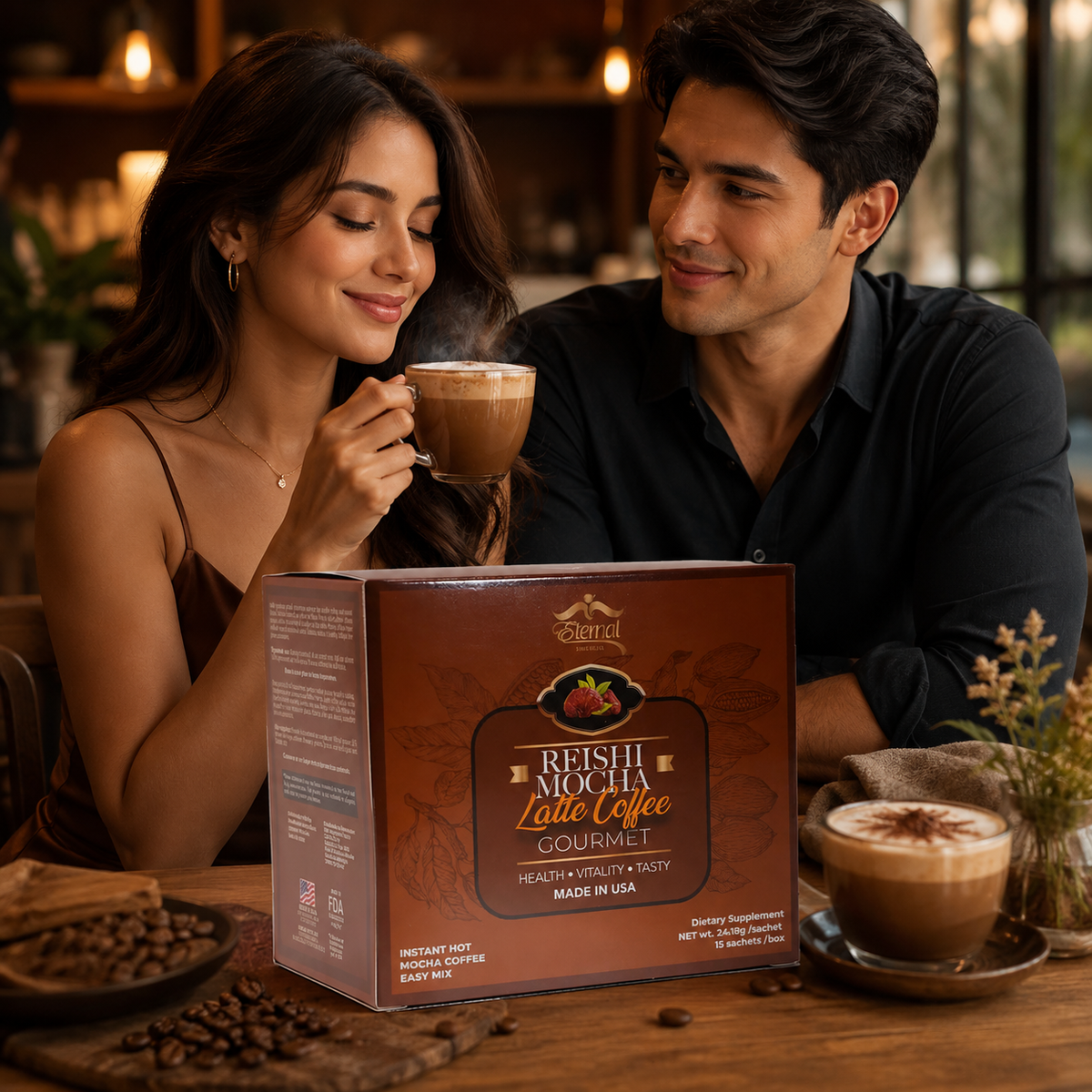 Eternal Spirt Beauty Mocha Ganoderma Reishi Coffee Flavor drink