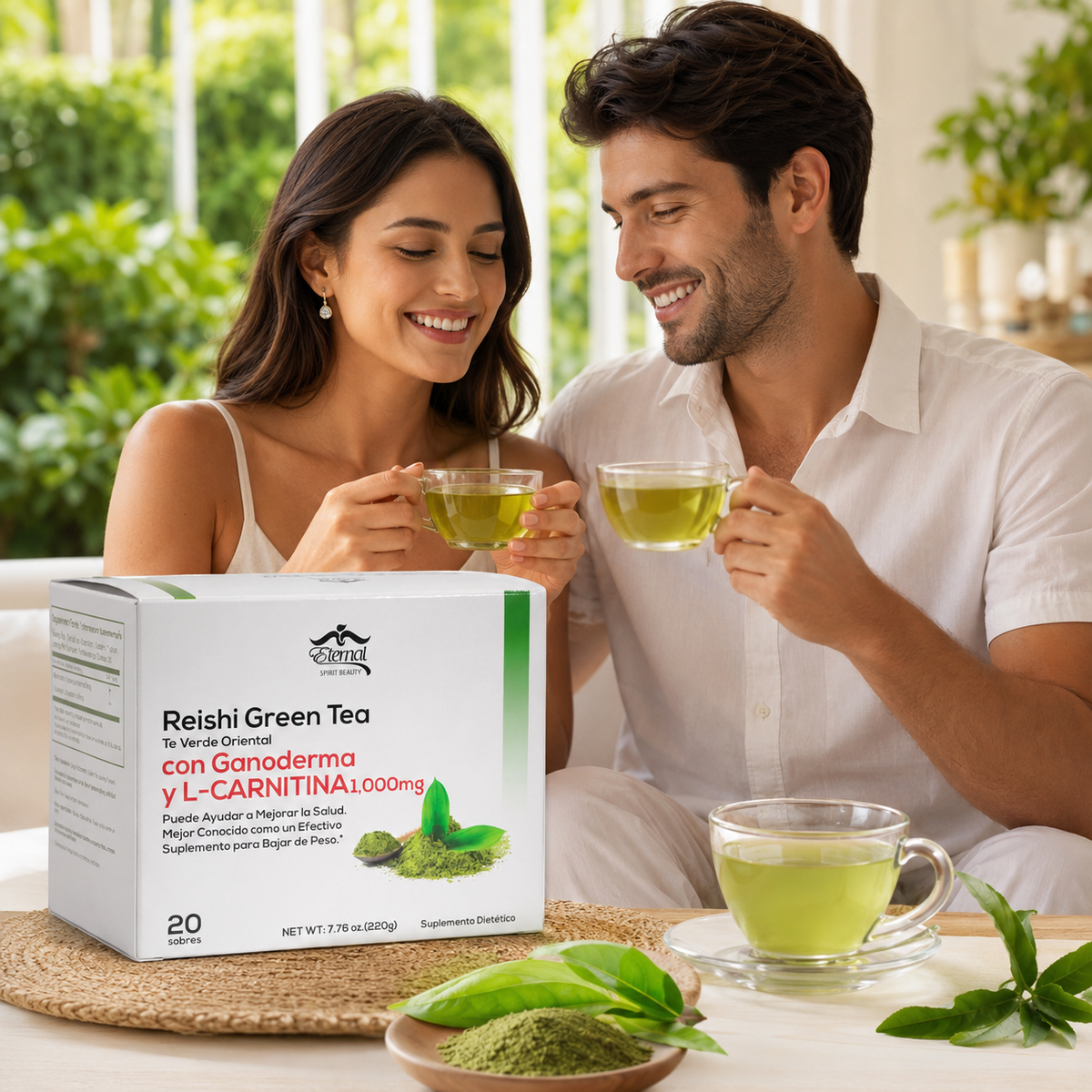 Eternal Spirt Beauty Reishi Green Tea L- Carnitina beverage delicious flavor