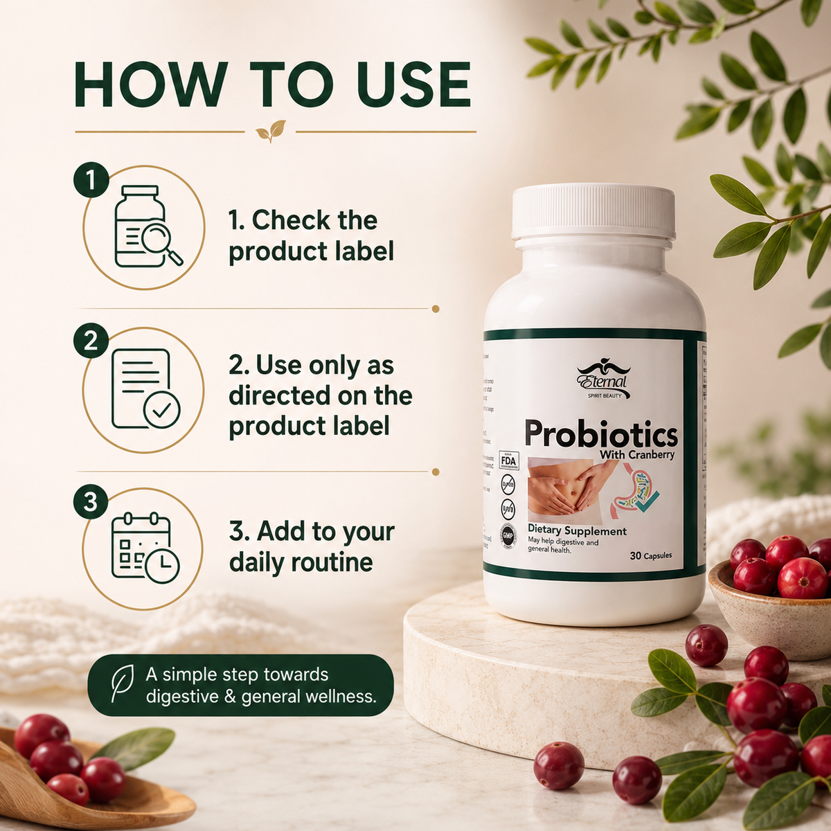 ETERNAL SPIRIT BEAUTY PROBIOTICS WITH CRANBERRY