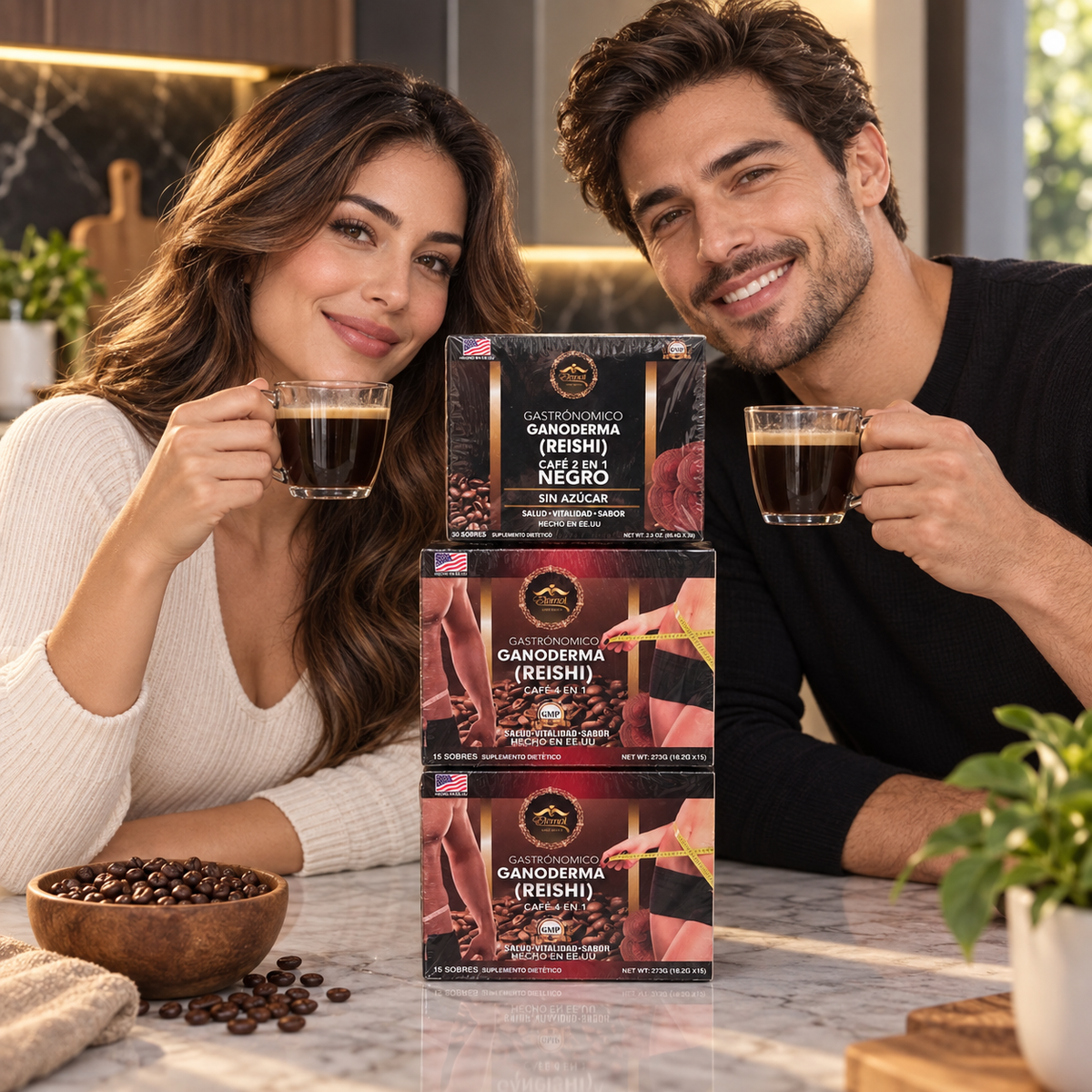 Eternal Spirit Beauty Combo 3 Coffee – Ganoderma Reishi | 2 Boxes 4 in 1 + 1 Box 2 in 1 Negro