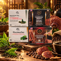 Eternal Spirit Beauty Combo 4 – Ganoderma Reishi Coffee &amp; Tea | Café 4 en 1 + Café Negro 2 en 1 + Reishi Green Tea + GlucolessTea