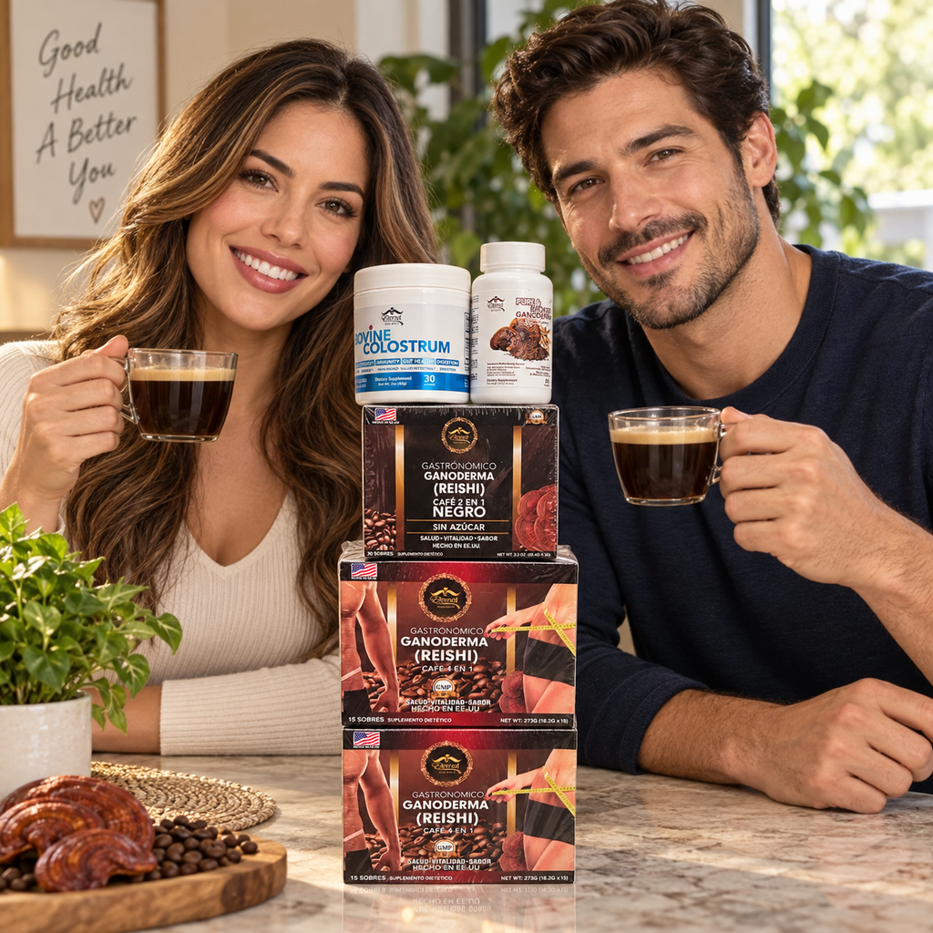 Eternal Spirit Beauty Combo 8 – Ganoderma Reishi Coffee, Tea &amp; Supplements | Café 4 en 1 + Café Negro 2 en 1 + Green Tea + GlucolessTea + Colostrum + Ganoderma