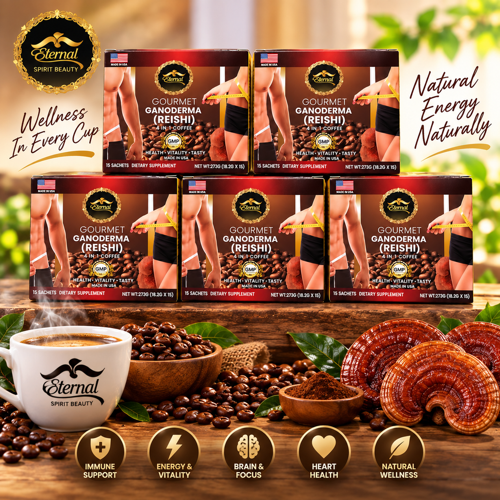 Eternal Spirit Beauty 5-Box Combo – Gourmet Ganoderma (Reishi) 4 in 1 Coffee | 75 Sachets Total