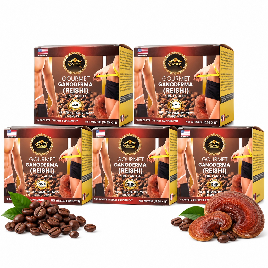 Eternal Spirit Beauty 5-Box Combo – Gourmet Ganoderma (Reishi) 4 in 1 Coffee | 75 Sachets Total